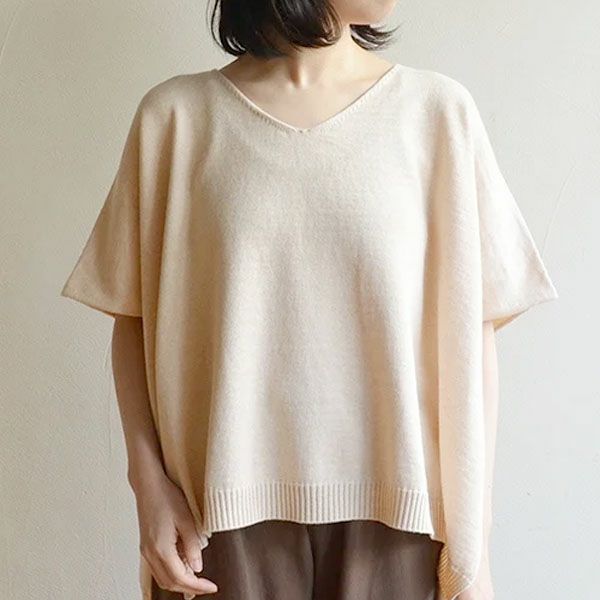 オーガニックコットン やわらか杢　無縫製ポンチョ風ベスト