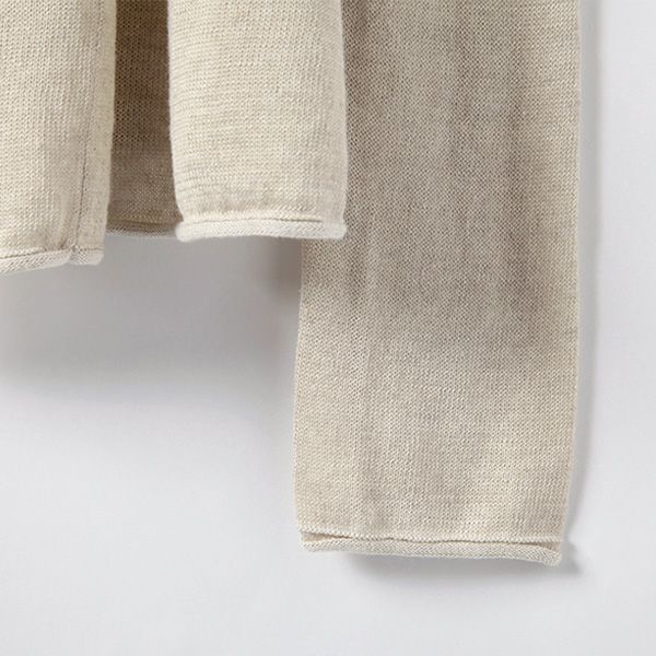 オーガニックコットン＆リネン ショールカラーカーディガン ナチュラルグレー M