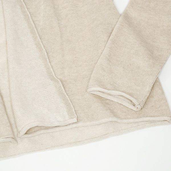 オーガニックコットン＆リネン ショールカラーカーディガン ナチュラルグレー M