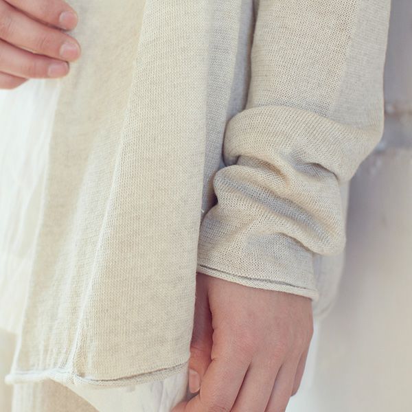 オーガニックコットン＆リネン ショールカラーカーディガン ナチュラルグレー M