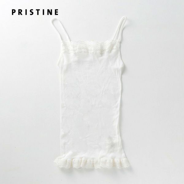 オーガニックコットン シルクレーステレコキャミソール ホワイト M