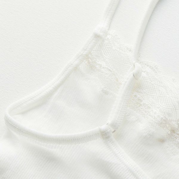 オーガニックコットン シルクレーステレコキャミソール ホワイト M