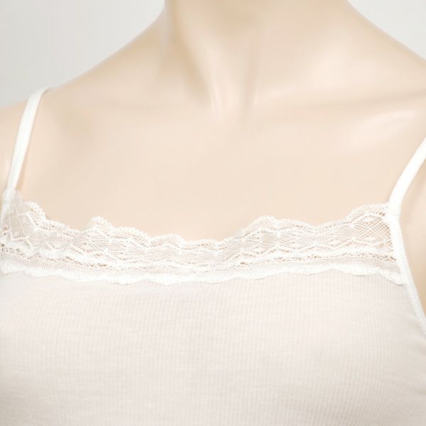 オーガニックコットン シルクレーステレコキャミソール ホワイト M