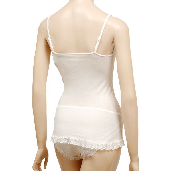 オーガニックコットン シルクレーステレコキャミソール ホワイト M