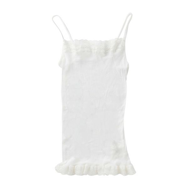 オーガニックコットン シルクレーステレコキャミソール ホワイト M