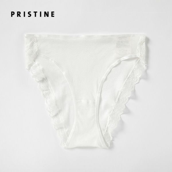 オーガニックコットン シルクレースショーツ ホワイト M