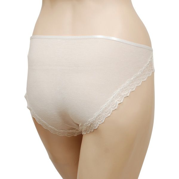 オーガニックコットン シルクレースショーツ ホワイト M
