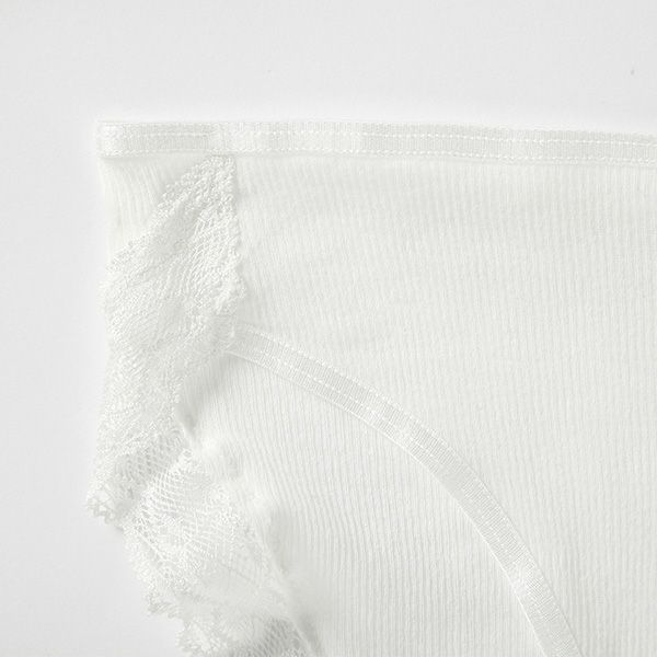 オーガニックコットン シルクレースショーツ ホワイト M