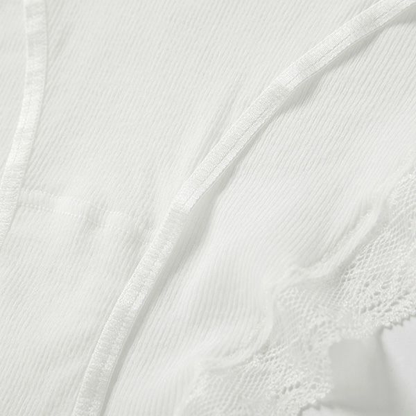 オーガニックコットン シルクレースショーツ ホワイト M