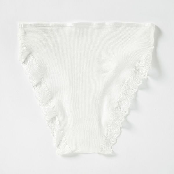 オーガニックコットン シルクレースショーツ ホワイト M