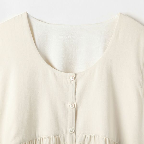 オーガニックコットン サテン前開きネグリジェ ナチュラル M