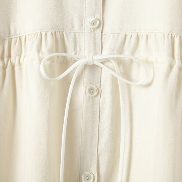 オーガニックコットン サテン前開きネグリジェ ナチュラル M