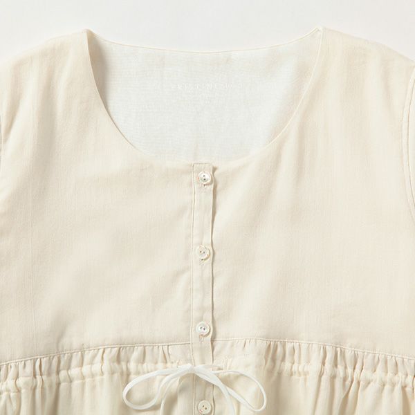 オーガニックコットン サテン前開きパジャマ ナチュラル M