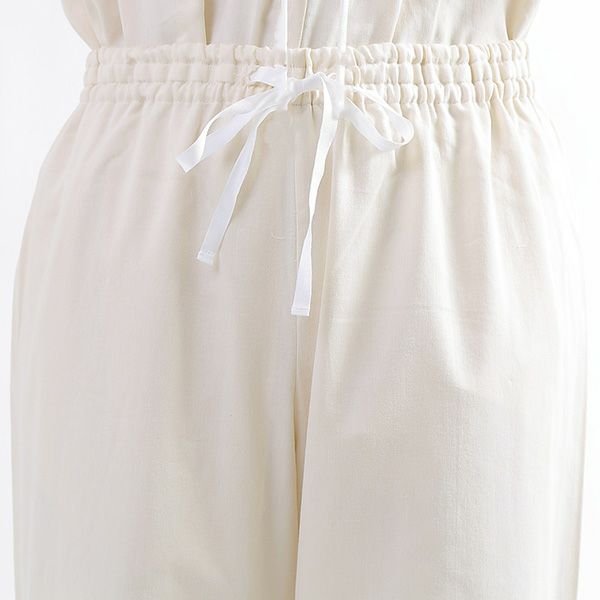 オーガニックコットン サテン前開きパジャマ ナチュラル M