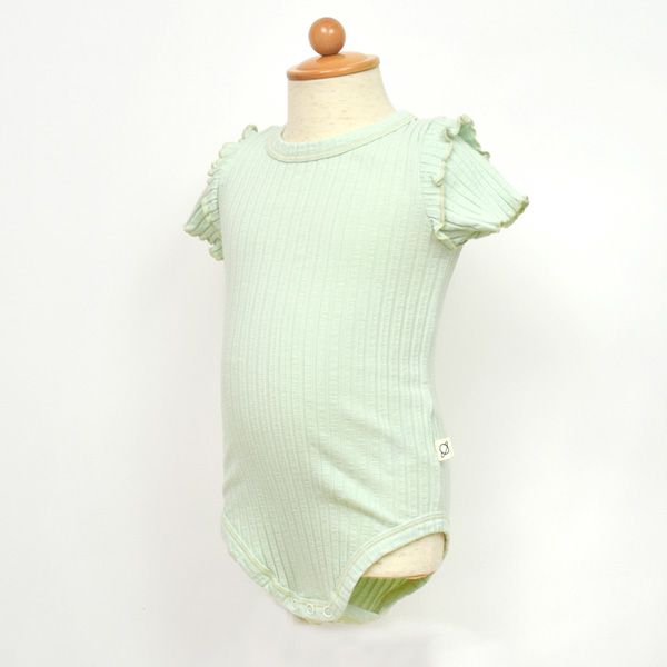 オーガニックコットン ベビーリブスラブラッフルボディスーツ(半袖)