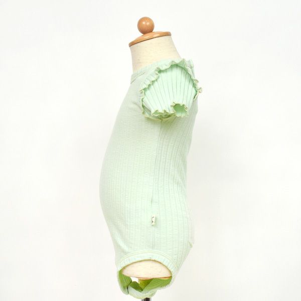 オーガニックコットン ベビーリブスラブラッフルボディスーツ(半袖)