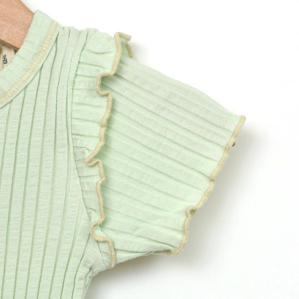 オーガニックコットン ベビーリブスラブラッフルボディスーツ(半袖)