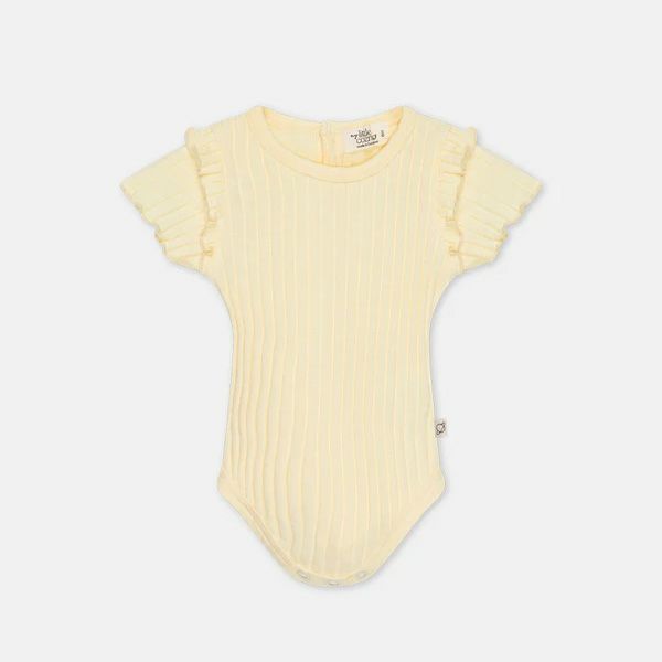オーガニックコットン ベビーリブスラブラッフルボディスーツ(半袖)