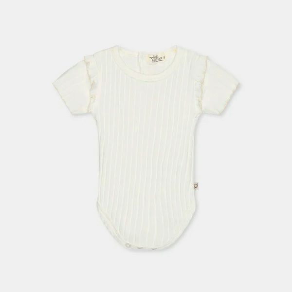 オーガニックコットン ベビーリブスラブラッフルボディスーツ(半袖)
