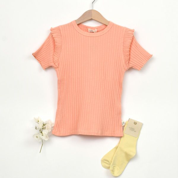 オーガニックコットン キッズリブスラブラッフルＴシャツ(半袖)