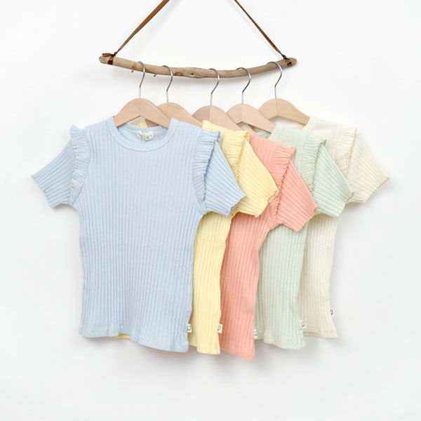 オーガニックコットン キッズリブスラブラッフルＴシャツ(半袖)