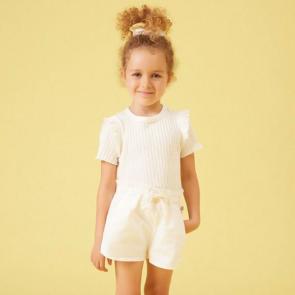 オーガニックコットン キッズリブスラブラッフルＴシャツ(半袖)
