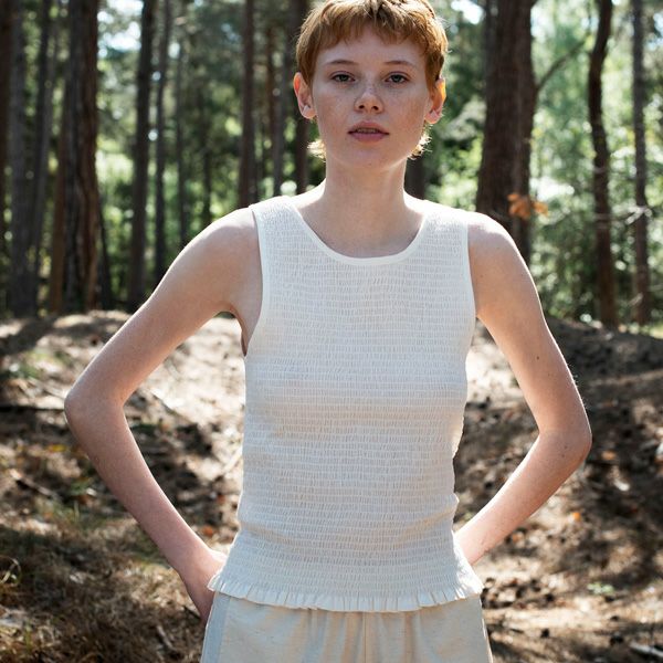 オーガニックコットン スモックノースリーブトップ