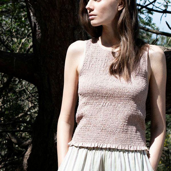 オーガニックコットン スモックノースリーブトップ