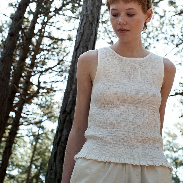 オーガニックコットン スモックノースリーブトップ