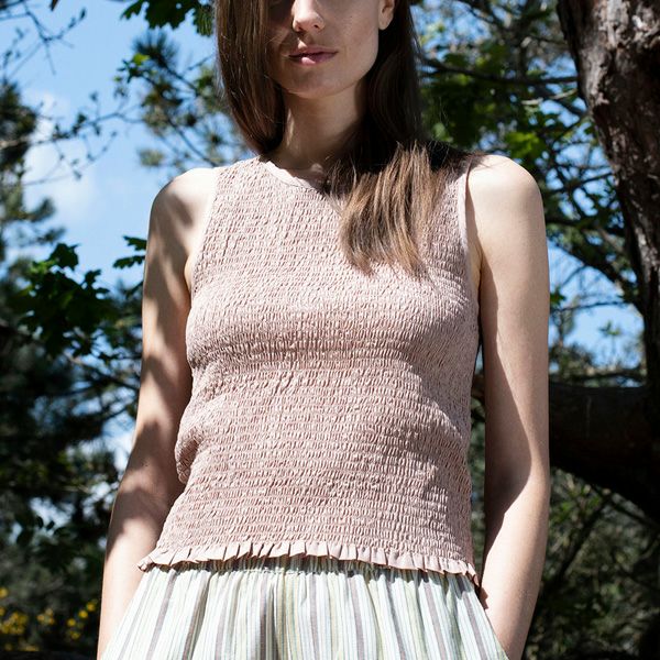 オーガニックコットン スモックノースリーブトップ