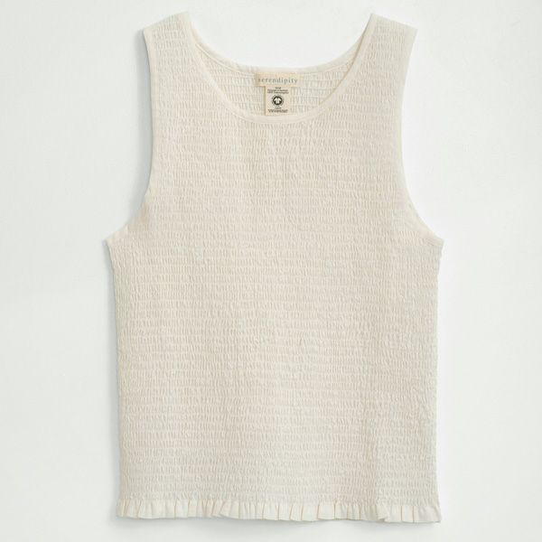 オーガニックコットン スモックノースリーブトップ