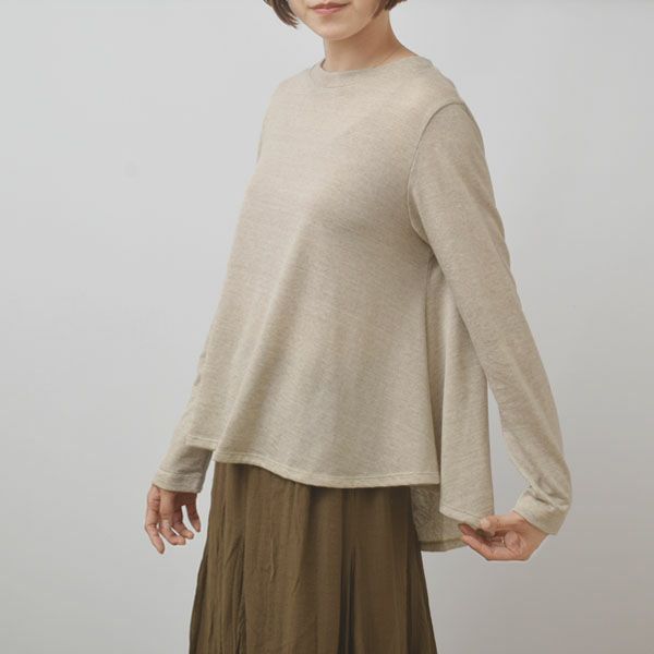 オーガニックコットン&リネン 天竺フレアプルオーバー