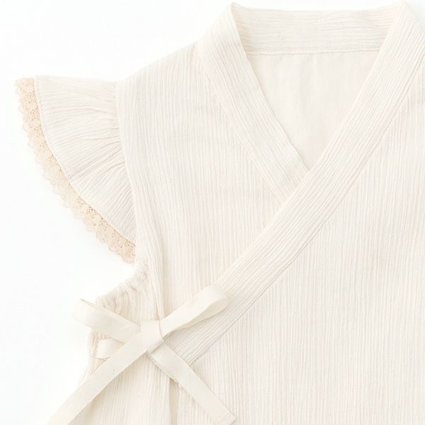 オーガニックコットン ベビー楊柳フリル甚平