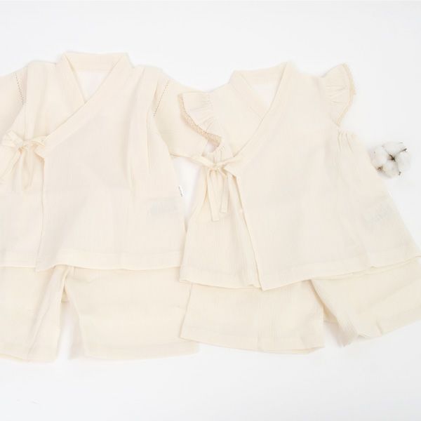 オーガニックコットン ベビー楊柳フリル甚平