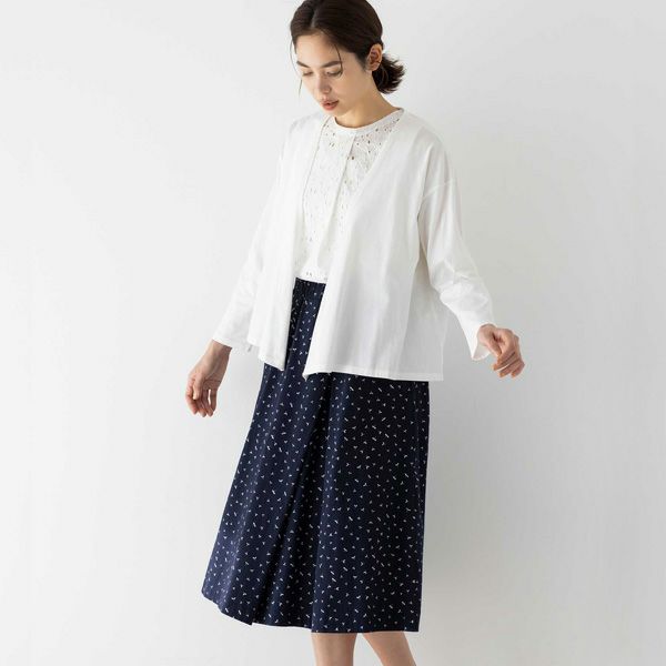 オーガニックコットン 天竺フレアカーディガン