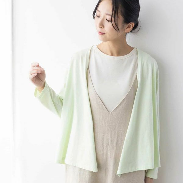 オーガニックコットン 天竺フレアカーディガン