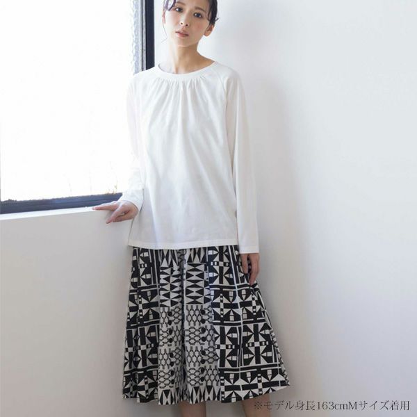 オーガニックコットン 天竺ラグランスリーブギャザートップ