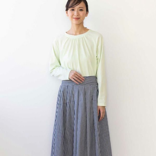 オーガニックコットン 天竺ラグランスリーブギャザートップ