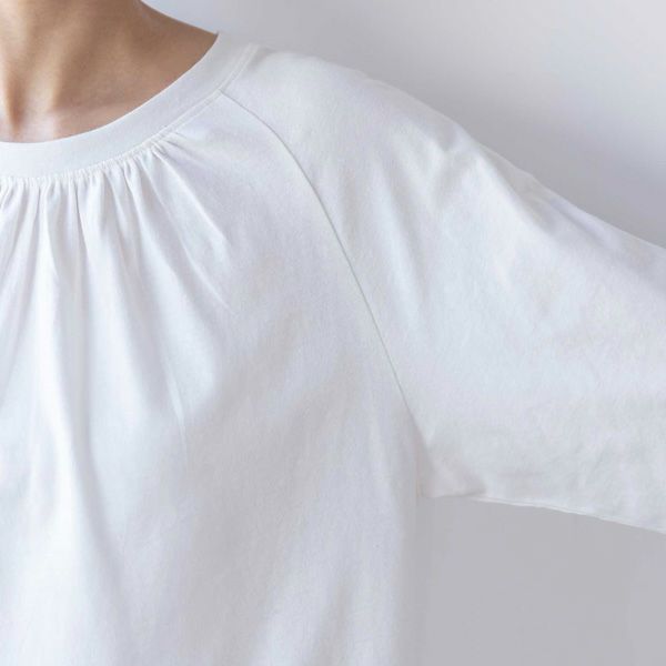 オーガニックコットン 天竺ラグランスリーブギャザートップ