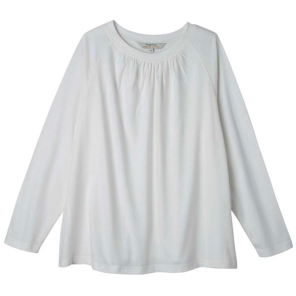 オーガニックコットン 天竺ラグランスリーブギャザートップ
