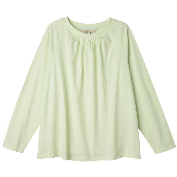 オーガニックコットン 天竺ラグランスリーブギャザートップ