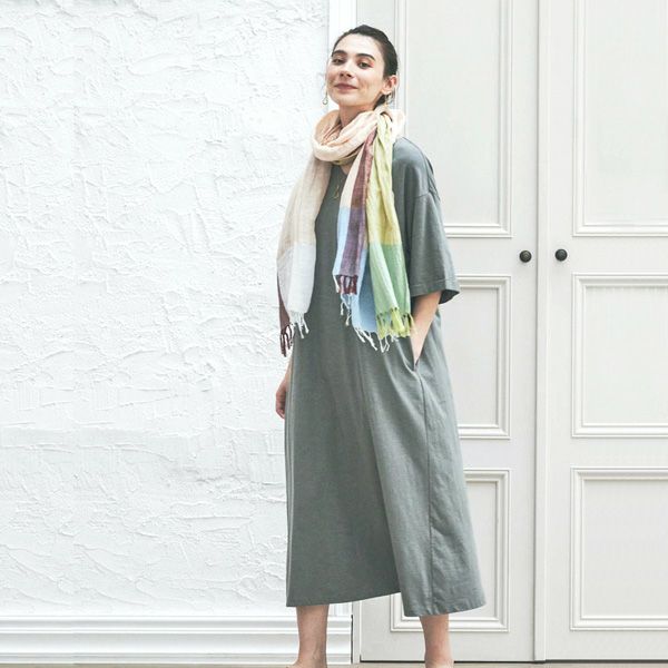 オーガニックコットン スラブ天竺ワンピース
