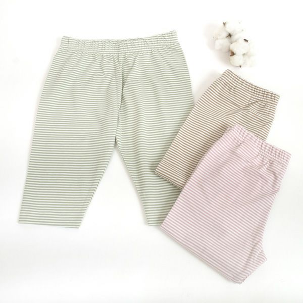 オーガニックコットン ベビーカプリレギンスFineStripe