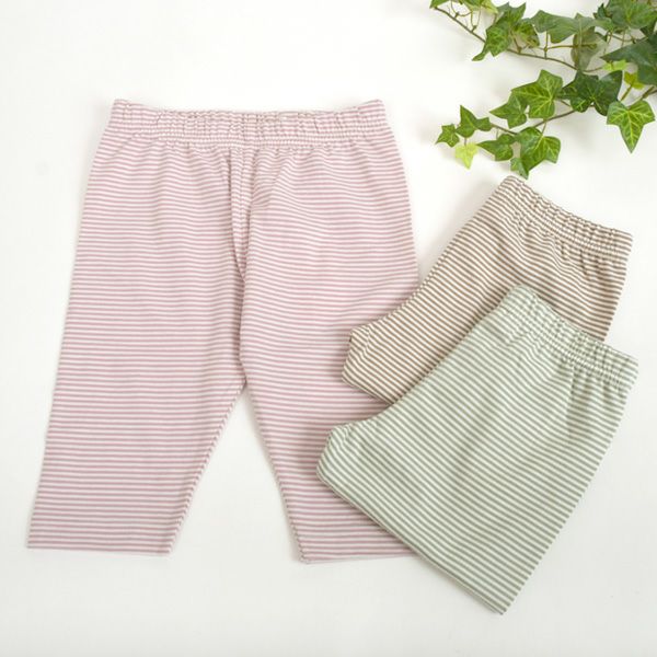 オーガニックコットン ベビーカプリレギンスFineStripe