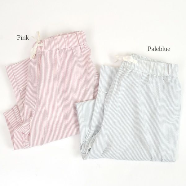 オーガニックコットン シアサッカーリラックスパンツ