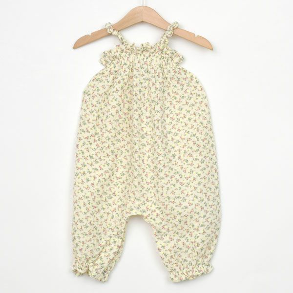 オーガニックコットン ベビーガーゼサロペット