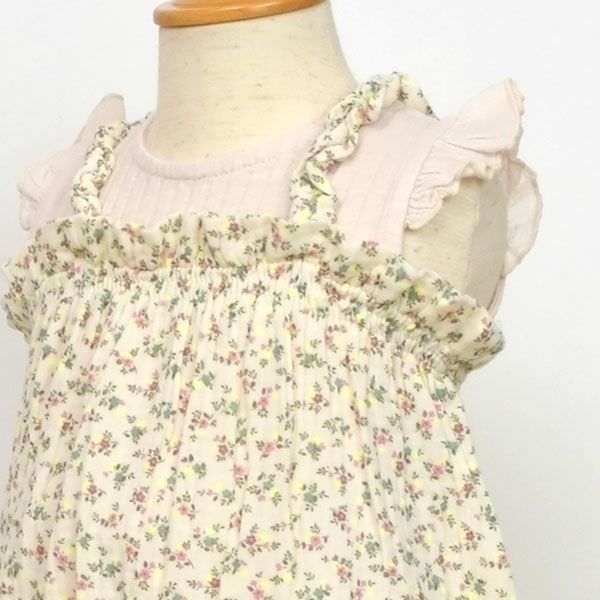 オーガニックコットン ベビーガーゼサロペット