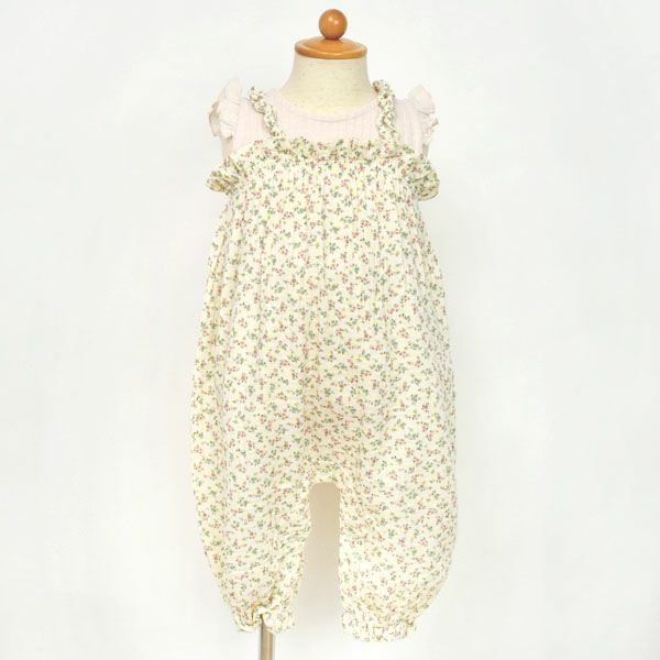 オーガニックコットン ベビーガーゼサロペット