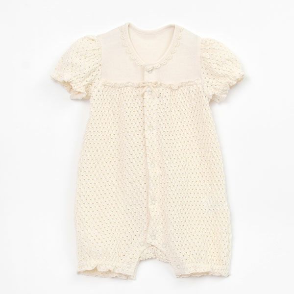 オーガニックコットン ベビーソルブロンメッシュ半袖カバーオール