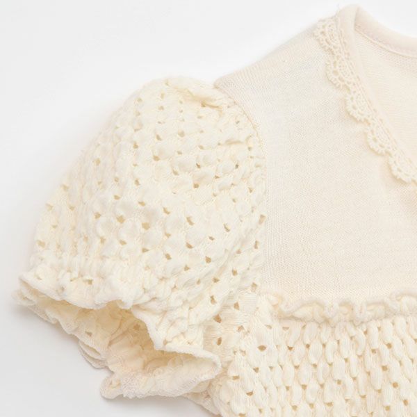 オーガニックコットン ベビーソルブロンメッシュ半袖カバーオール